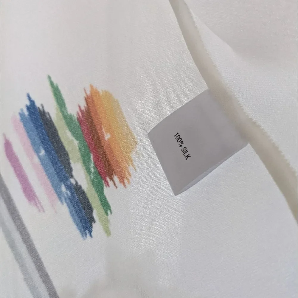 Tucker The Muscle Tee Follow the Rainbow Silk Blouse Top Sheer